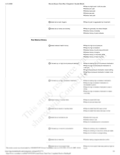 SOLUTION Focused Exam Chest Pain Completed Shadow Health Pdf Studypool