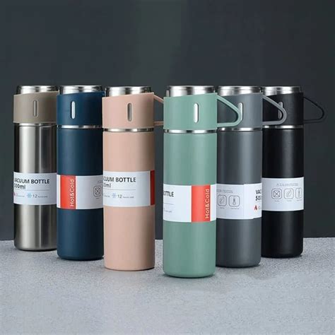 Stainless Steel Vacuum Flask With Cups Gift Set For Gifting