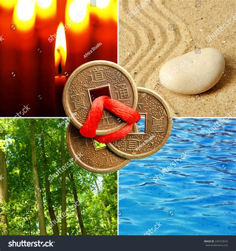 Collage Feng Shui Destructive Cycle Five Stock Photo 249723616