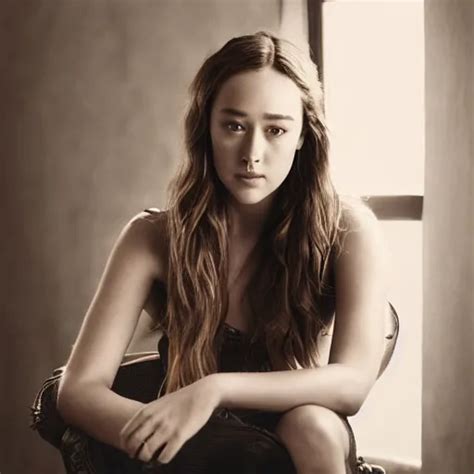 Alycia Debnam Carey Sitting On Chair Posing For Photo Stable