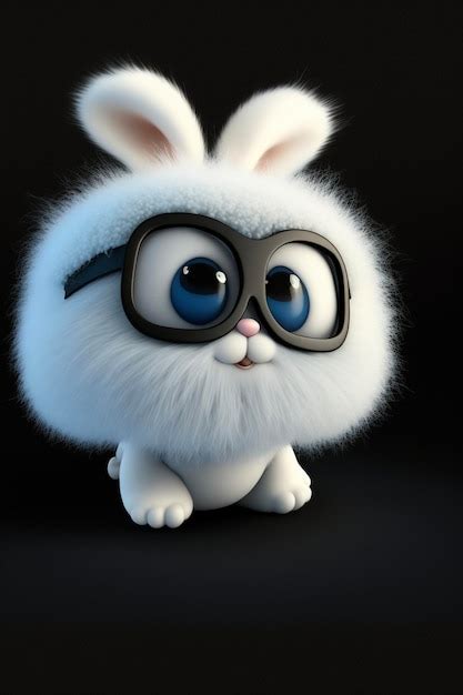 Premium Photo White Rabbit Wearing Glasses On A Black Background