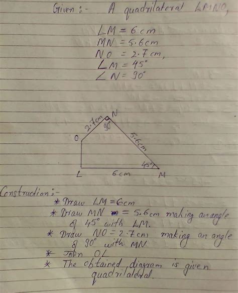 Pls Properly Answer Construct A Quadrilateral LMNO In Which LM 6 Cm