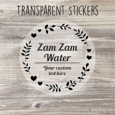 Personalised Clear Zam Zam Stickers T Labels Water Bottles