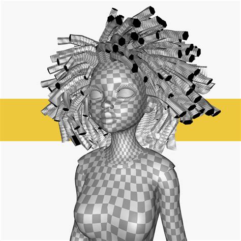 D Model Naked African Female Cartoon Black Afro Rigged Woman Female D