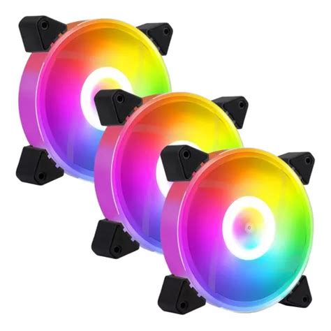 Kit 3 Cooler Fan Led Rgb 120mm Ventoinha Para Gabinete Cpu Escorrega