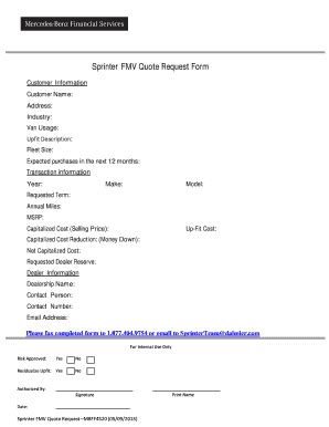 Fillable Online Sprinter FMV BLeaseb Cash Constant Contact Fax Email