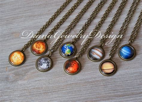 Solar System Necklace Planet Necklace By Dianajewelrydesign