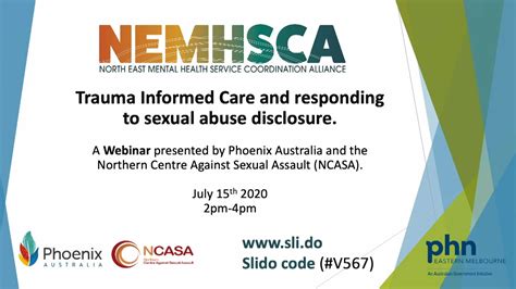 Webinar Trauma Informed Care And Responding To Sexual Abuse Disclosure On Vimeo