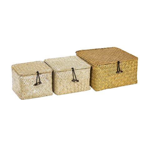 Wicker Storage Box With Lid Seagrass Storage Baskets Handwoven Cosmetic