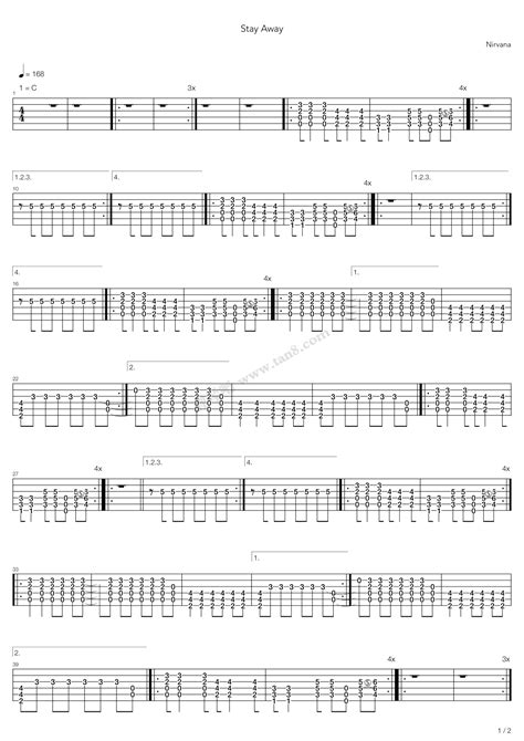 《stay Away》nirvana（六线谱 调六线吉他谱 虫虫吉他谱免费下载