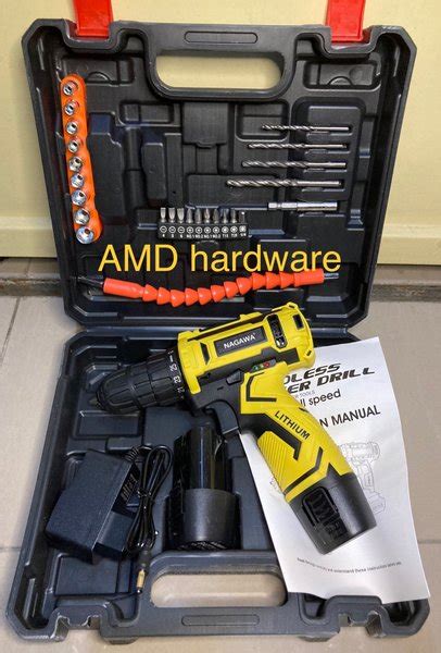 Jual Mesin Bor Baterai Cordless Drill 12V SET LENGKAP Mata Bor NAGAWA