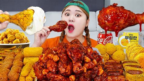 Mukbang Bhc 신메뉴 쏘마치 치킨 뿌링클 사이드 먹방 모음 Spicy Fried Chicken Eating Sound