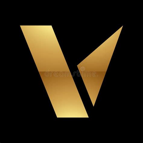 Golden Letter V Symbol On Black Background Icon 9 Stock Vector