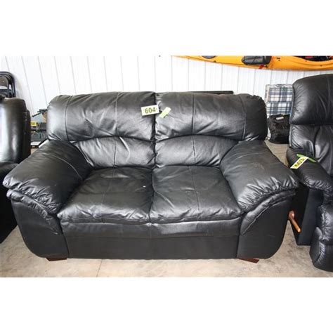 black leather loveseat