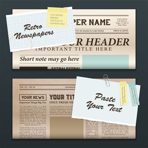 Vintage Newspaper Banners Vector Illustration Vector Art At