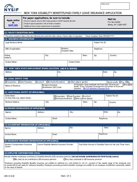 Fillable Online Application For New York State Disability Benefits