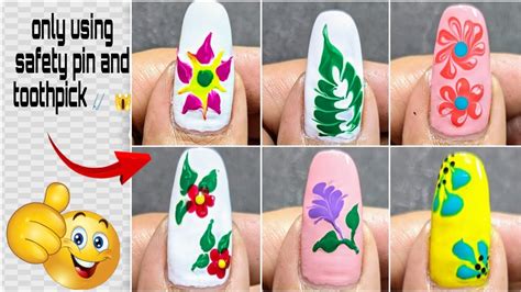 Easy Nailart Using Safety Pin Nailart At Home Nail Art With