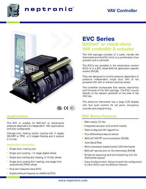 Pdf Evc Series Neptronic Evc Ebl The Bacnet Capable Efc