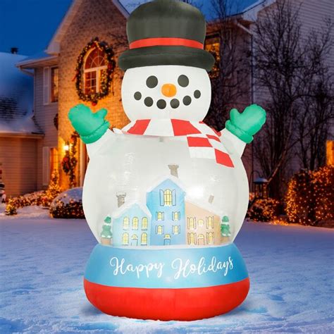 The Holiday Aisle 8 Ft Inflatable Christmas Snow Globe Outdoor Decoration, Christmas Inflatables ...