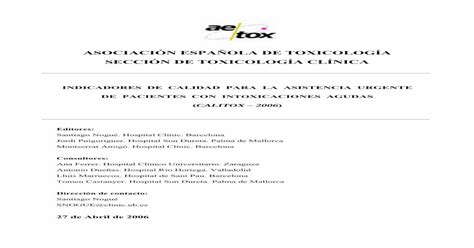 AsociaciÓn EspaÑola De ToxicologÍa SecciÓn De … · Por Ejemplo La