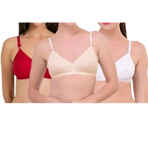 Buy Low Price Mall Womens Full Coverage Non Padded Bra Pack Of 3 Multicolor Online ₹199