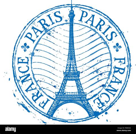 Paris Vector Logo Design Template Shabby Stamp Or France Eiffel Tower