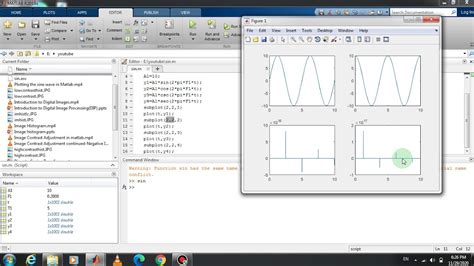 Creating Multiple Plots In One Window In Matlab Youtube