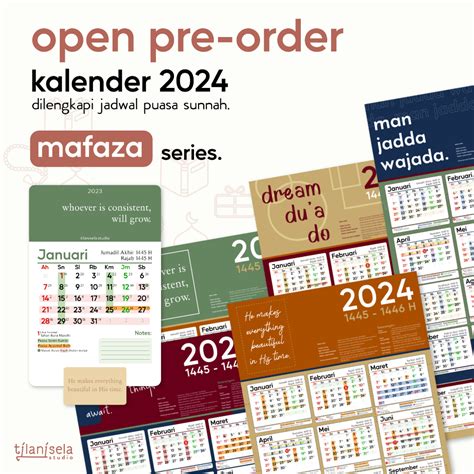 Jual Kalender 2024 Dilengkapi Jadwal Puasa Sunnah Mafaza Series Kalender Dinding Kalender