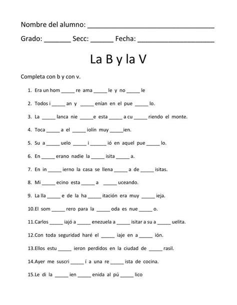 Ficha online de Uso de la B y la V para 6º de primaria Puedes hacer