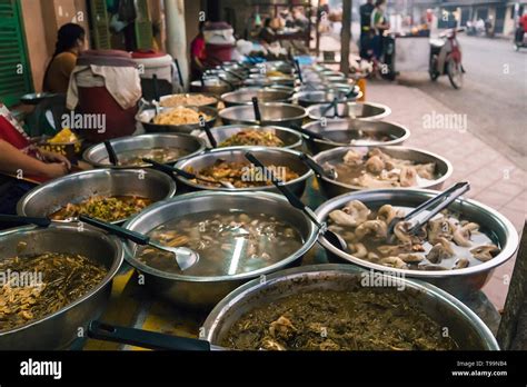 Luang Prabang Street Food At Morning Street Market In Center Of Luang