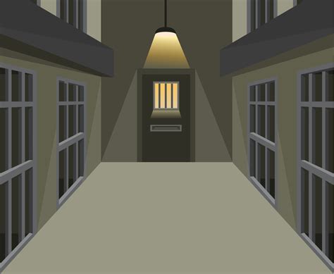 Prison cell corridor in dark scene concept in cartoon illustration ...