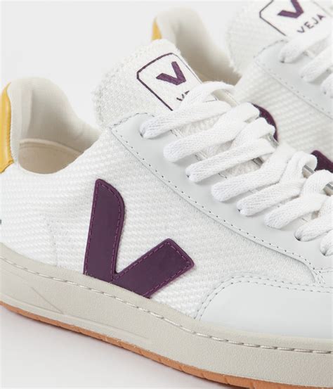 Veja Womens V 12 B Mesh Shoes White Berry Gold Yellow Always