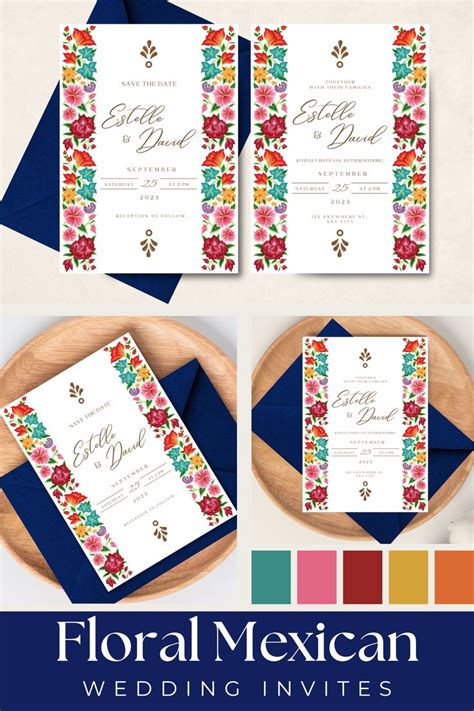 Wedding Invitation Save The Date Oaxaca Floral Design 3 Mexican