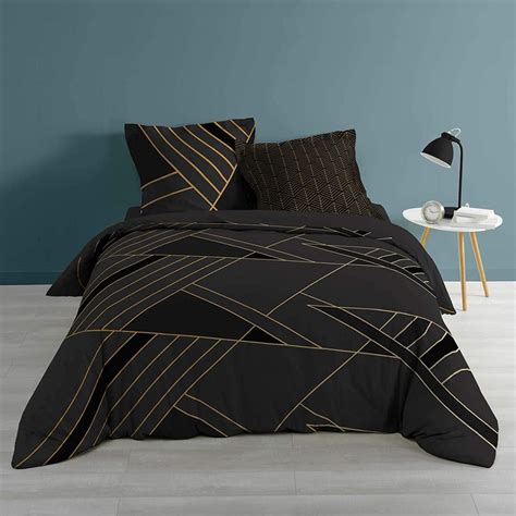 Housse De Couette Polygone Noir X Cm Coton J K Markets