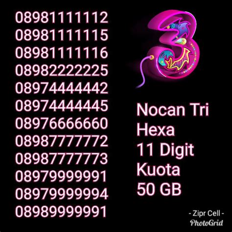 Jual Nocan Nomor Cantik Hexa 11 Digit Kartu Perdana Tri 3 Kuota 50GB