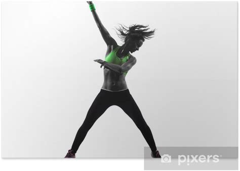 Póster Mujer En El Ejercicio De Fitness Zumba Baile Silueta Pixers Es