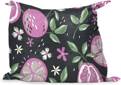 PillowMonkey Zitzak Zomer Bloemen Fruit Zwart 140x100 Cm