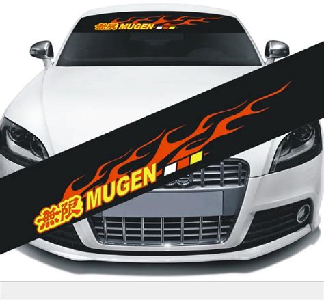 1pcs Sport Mugen Flame Pvc Auto Car Front Windshield Garland Sticker