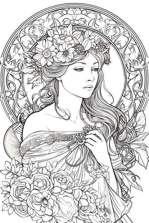 A Beautiful Woman With Flowers In Her Hair And Wreath On Her Head