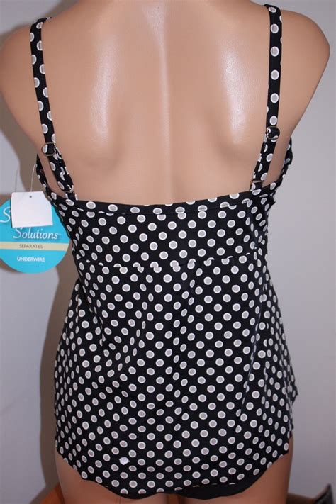 Nwt Swim Solutions Swimsuit Tankini 2 Pc Set Size 10 Black Basic Brief