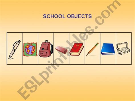 Esl English Powerpoints School Objects Memory Game