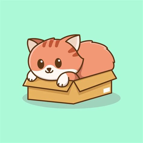 Cat In The Box Cartoon Illustration 3207368 Vector Art At Vecteezy