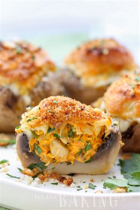 Cheesy Stuffed Mushrooms Recipe Vegetarian Let The Baking Begin