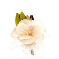 serre tête en plumes coquille doie nude et verte duvet nude et pistil Johanna Braitbart