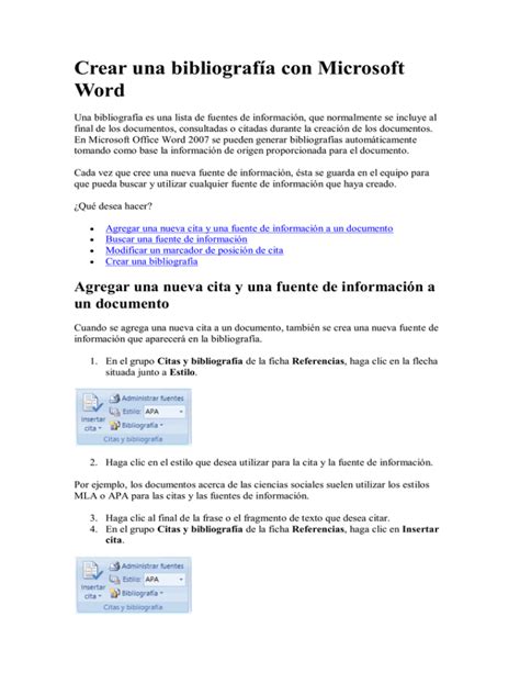 Crear Una Bibliograf A Con Microsoft Word