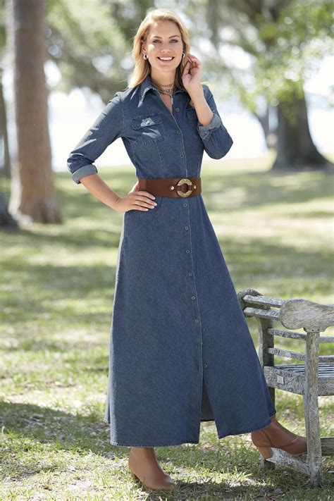 Long Denim Shirtdress Chadwicks Of Boston Winter Dress Outfits