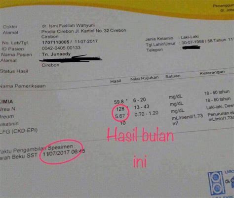 produkmci hasil uji kreatinin  tinggi  artinya