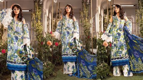 Maria B Luxury Lawn Unstitched M Prints MPT 2102 B Pure Chiffon