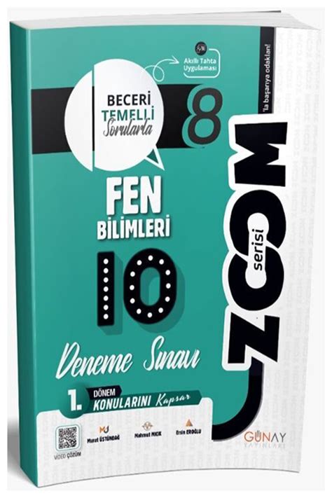 8 Sınıf Fen Bilimleri 1 Dönem 10 lu Zoom Serisi Deneme Sınavı Günay