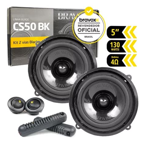 Kit Vias Polegadas Bravox Cs Bk W Rms Ohms Par Frete Gr Tis